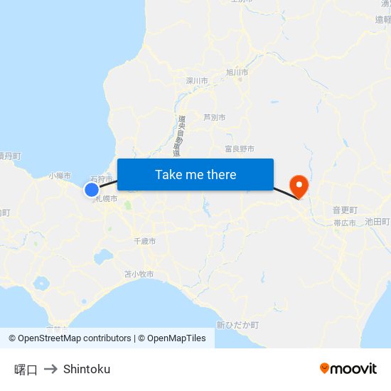 曙口 to Shintoku map