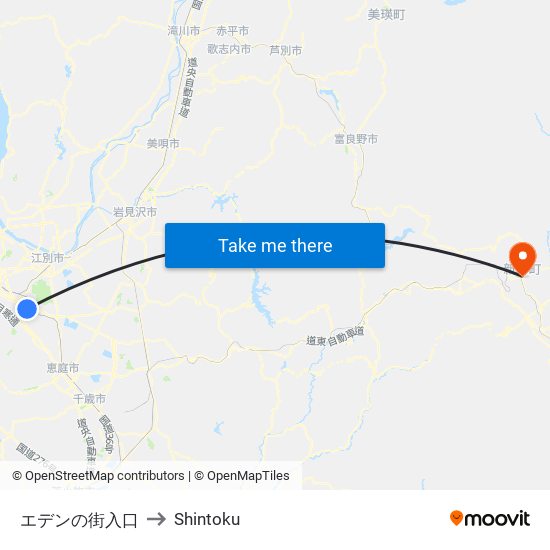 エデンの街入口 to Shintoku map