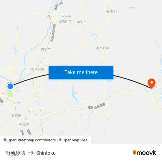 Nopporo Station Street to Shintoku map