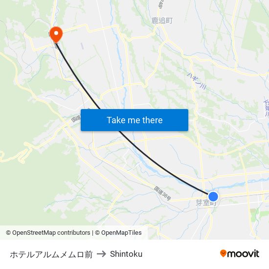 ホテルアルムメムロ前 to Shintoku map