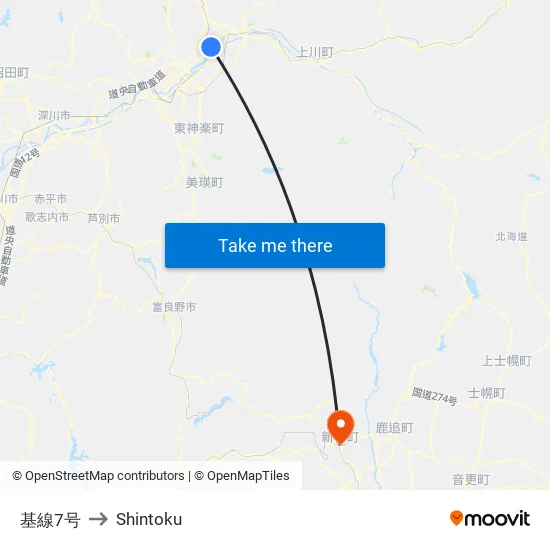 Kisen 7-go to Shintoku map