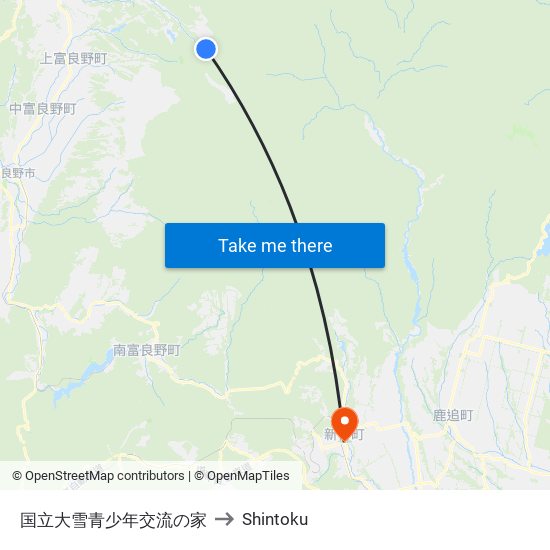 国立大雪青少年交流の家 to Shintoku map
