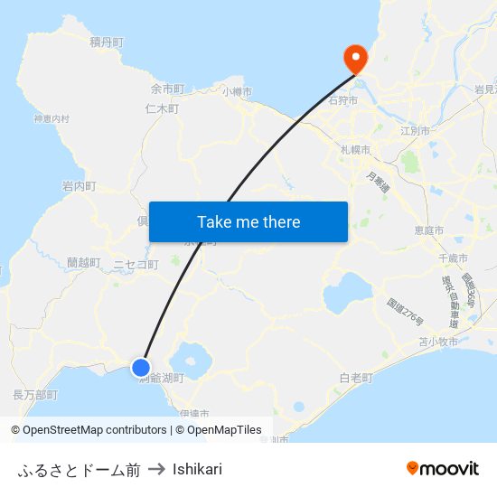 ふるさとドーム前 to Ishikari map