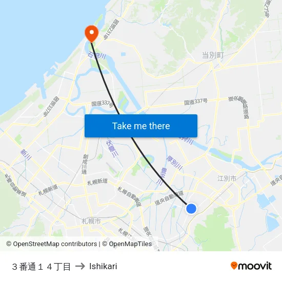 ３番通１４丁目 to Ishikari map