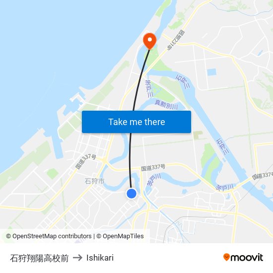 石狩翔陽高校前 to Ishikari map