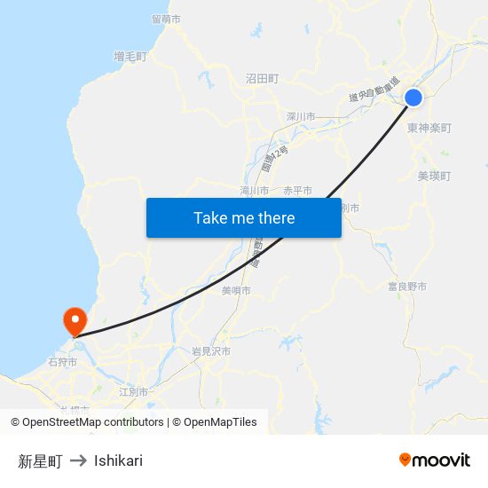 新星町 to Ishikari map