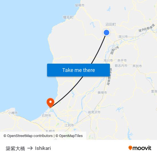 築紫大橋 to Ishikari map