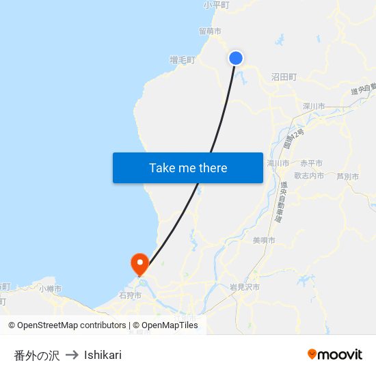 番外の沢 to Ishikari map