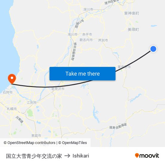 国立大雪青少年交流の家 to Ishikari map