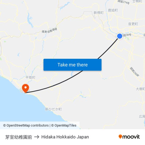 芽室幼稚園前 to Hidaka Hokkaido Japan map