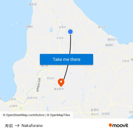 寿前 to Nakafurano map