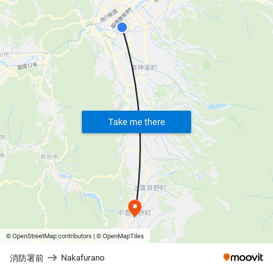 消防署前 to Nakafurano map