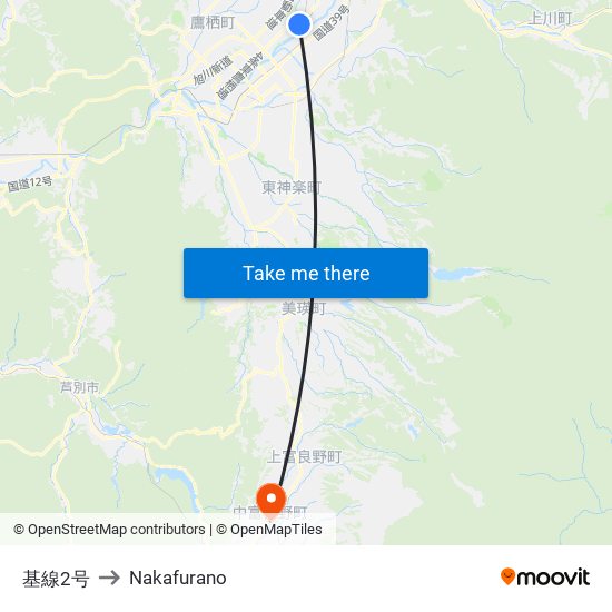 基線2号 to Nakafurano map