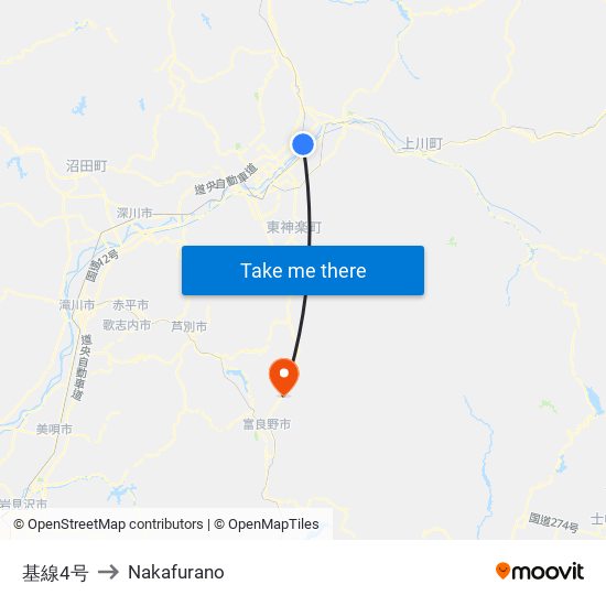 基線4号 to Nakafurano map