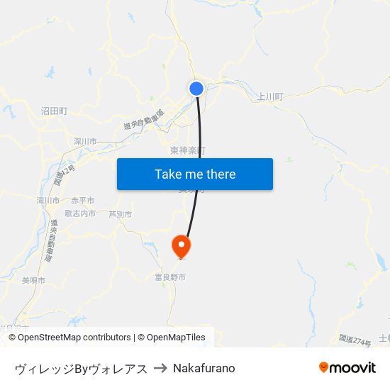 ヴィレッジByヴォレアス to Nakafurano map