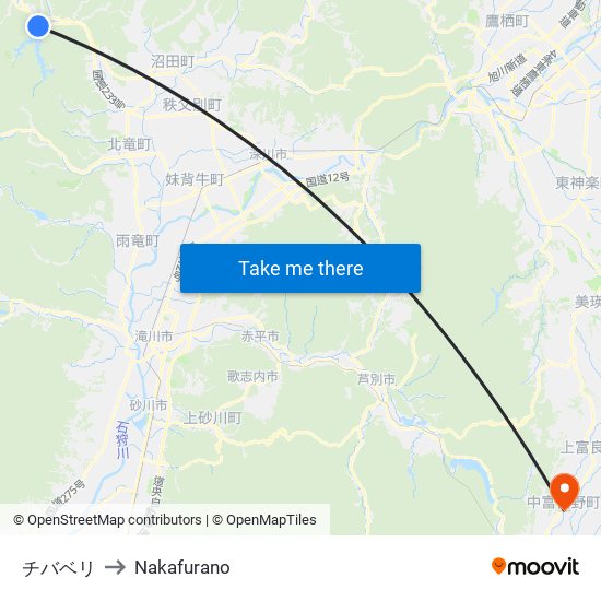 チバベリ to Nakafurano map