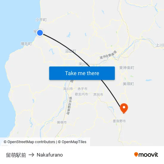 Rumoi Station Front to Nakafurano map