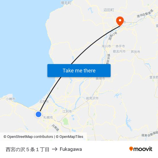 西宮の沢５条１丁目 to Fukagawa map