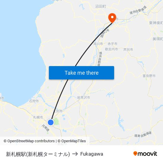 新札幌駅(新札幌ターミナル) to Fukagawa map