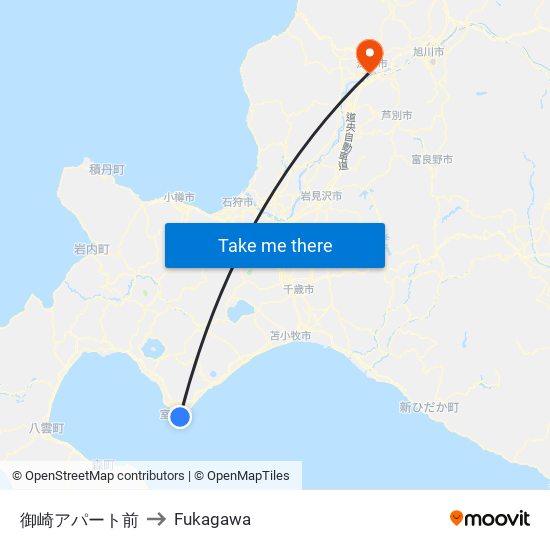 御崎アパート前 to Fukagawa map