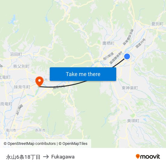 永山6条18丁目 to Fukagawa map