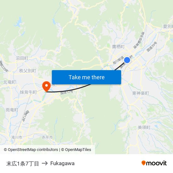 末広1条7丁目 to Fukagawa map