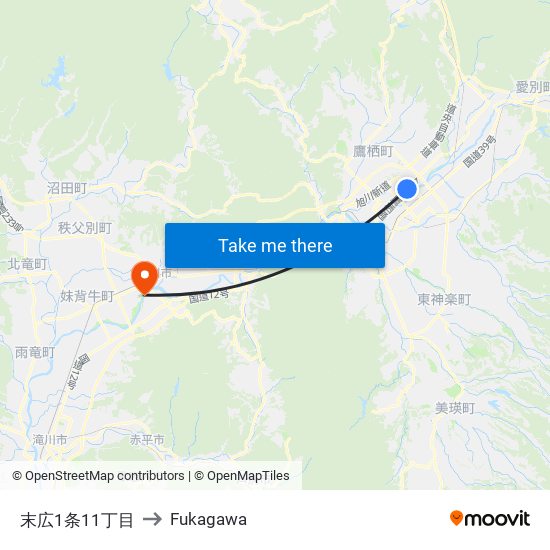 末広1条11丁目 to Fukagawa map