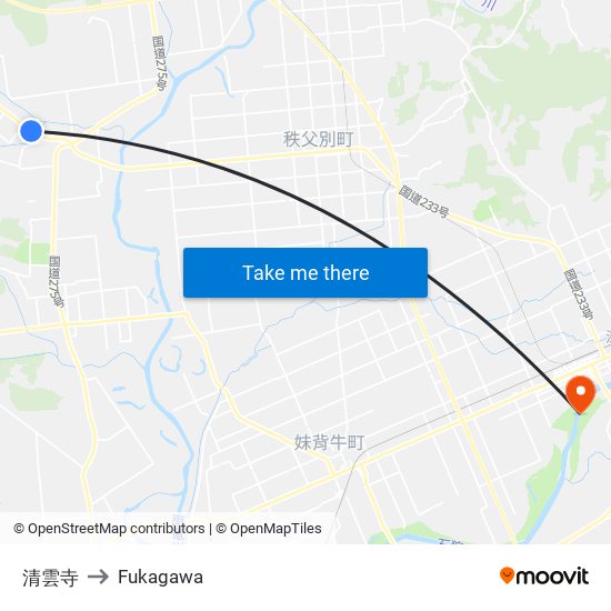 清雲寺 to Fukagawa map