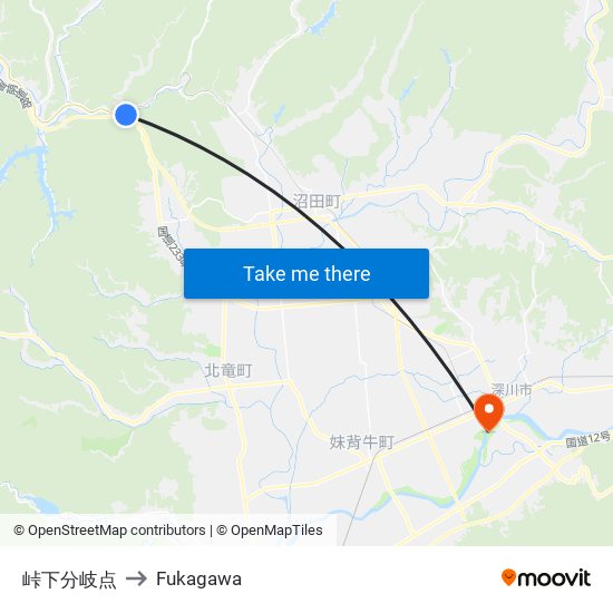 峠下分岐点 to Fukagawa map