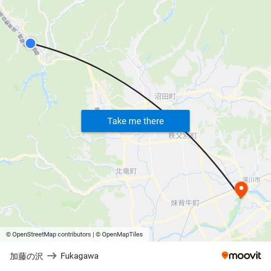 加藤の沢 to Fukagawa map