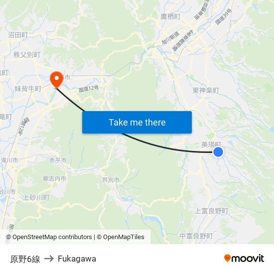 原野6線 to Fukagawa map