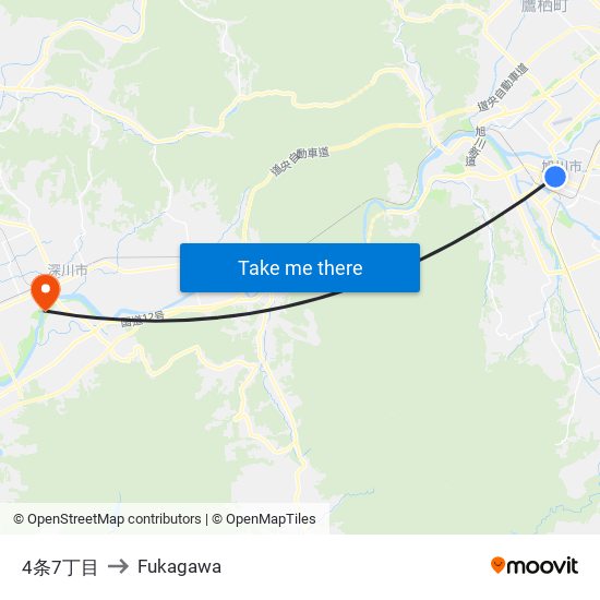 4条7丁目 to Fukagawa map