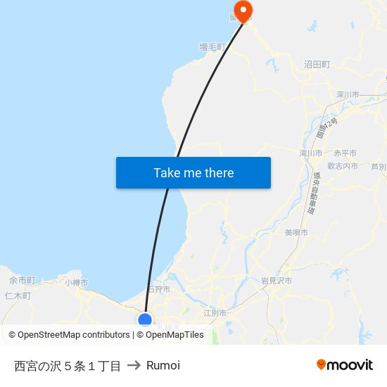 西宮の沢５条１丁目 to Rumoi map