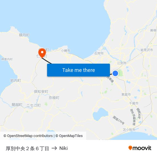 厚別中央２条６丁目 to Niki map