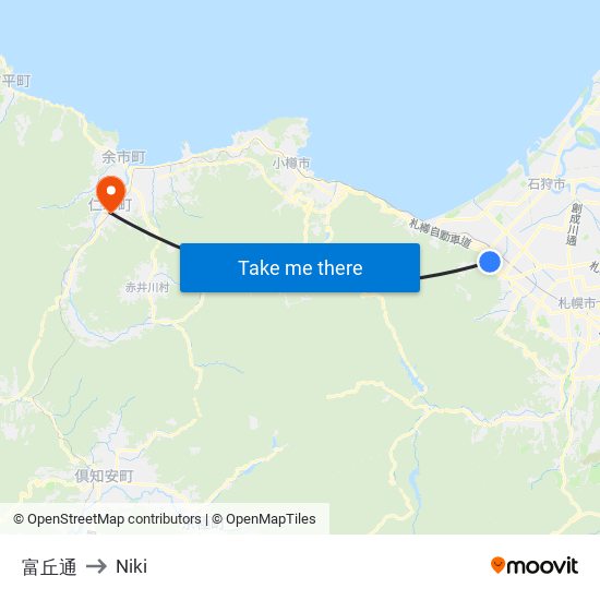 富丘通 to Niki map