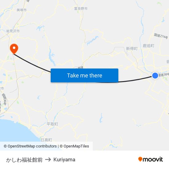 かしわ福祉館前 to Kuriyama map