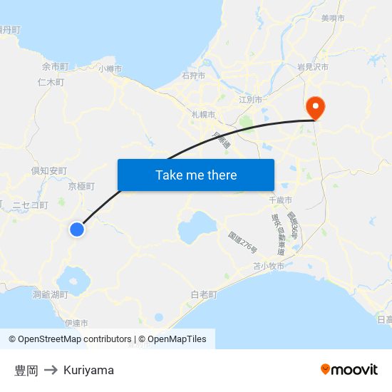 豊岡 to Kuriyama map