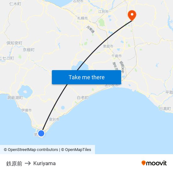 鉄原前 to Kuriyama map