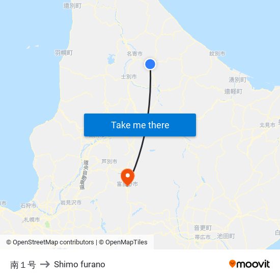 南１号 to Shimo furano map