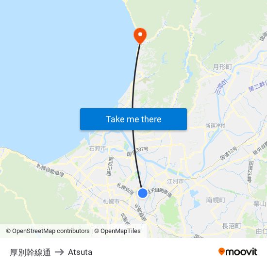 厚別幹線通 to Atsuta map