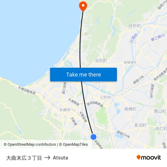 大曲末広３丁目 to Atsuta map