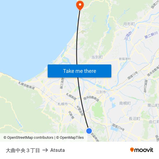 大曲中央３丁目 to Atsuta map