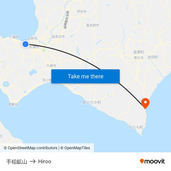 手稲鉱山 to Hiroo map