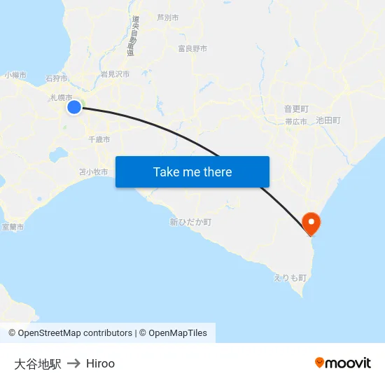 大谷地駅 to Hiroo map