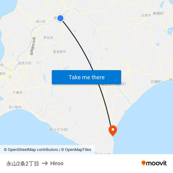 永山2条2丁目 to Hiroo map