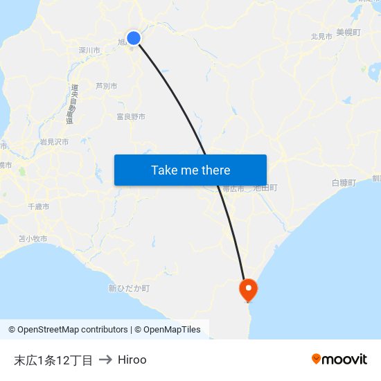 末広1条12丁目 to Hiroo map