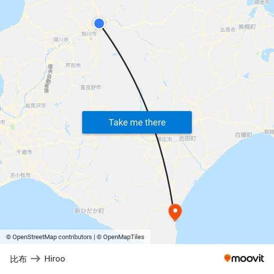 比布 to Hiroo map
