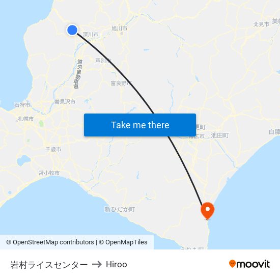 岩村ライスセンター to Hiroo map