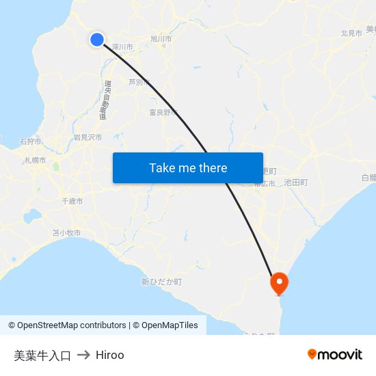 美葉牛入口 to Hiroo map