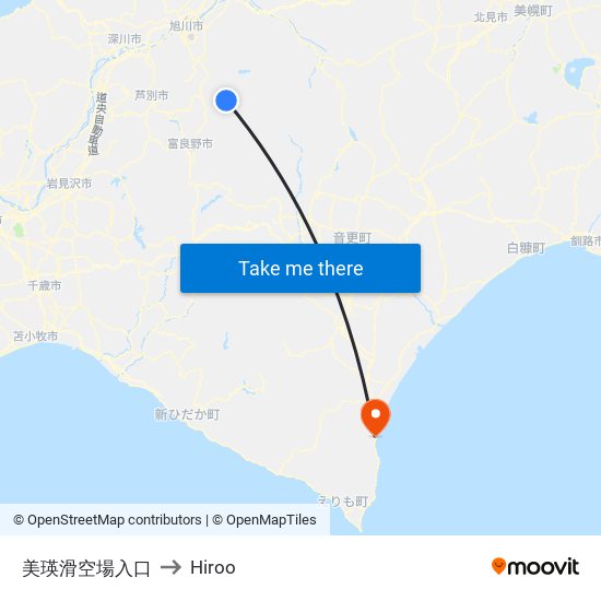 美瑛滑空場入口 to Hiroo map
